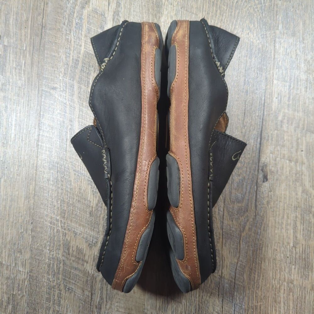 Olukai Moloa Shoes Men's Size 10.5 Black Leather Comfort Casual Loafers Moc - Picture 10 of 13
